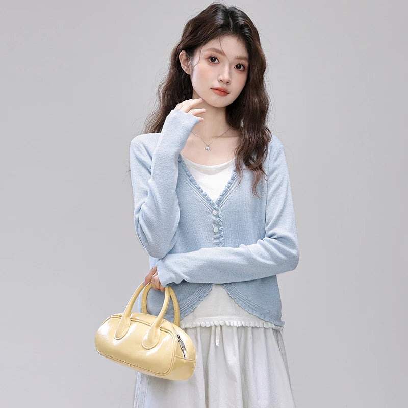 False Two Piece Wood Earring Sweater
