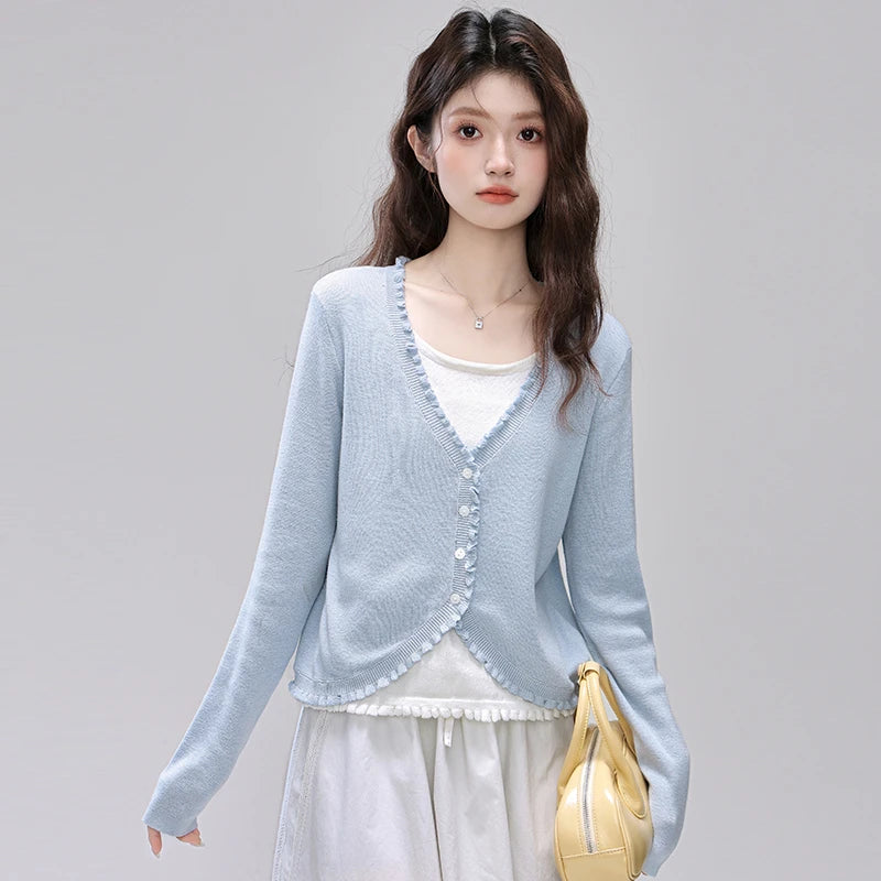 False Two Piece Wood Earring Sweater