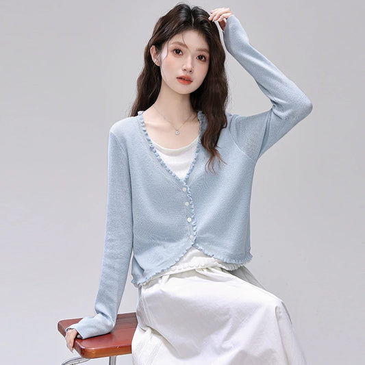 False Two Piece Wood Earring Sweater